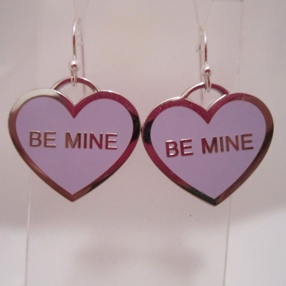 COACH EARRINGS "Be Mine" HEARTS STERLING EAR WIRES w/Small Gift Box